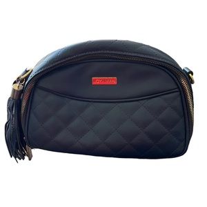 Joy & Inman Clutch Hand Bag Purse Navy Blue Accordion Card Slots Tassel